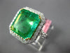 ESTATE EXTRA LARGE 6.21CT DIAMOND & AAA EMERALD 18KT 2 TONE GOLD ENGAGEMENT RING