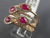 ESTATE LARGE 1.09CT DIAMOND & AAA RUBY 14KT ROSE GOLD MULTI ROW ANNIVERSARY RING