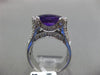 ESTATE LARGE 5.59CT DIAMOND & AAA EXTRA FACET AMETHSYT 18KT WHITE GOLD OVAL RING