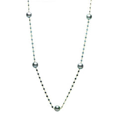 14.57CT AAA TOPAZ & TAHITIAN PEARL 14KT YELLOW GOLD BY THE YARD TIN CUP NECKLACE