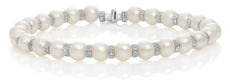ESTATE .88CT DIAMOND & AAA PEARLS 18KT WHITE GOLD 3D BY THE YARD TENNIS BRACELET