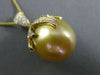 ESTATE LARGE .75CT DIAMOND 18KT GOLD AAA GOLDEN SOUTH SEA PEARL FLOATING PENDANT