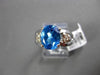 ESTATE LARGE 2.18CT DIAMOND & AAA BLUE TOPAZ 14K TWO TONE GOLD DOUBLE HEART RING