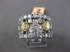 ESTATE WIDE 3.51CT WHITE & FANCY YELLOW DIAMOND 18KT WHITE GOLD ETOILE FUN RING