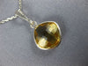 ESTATE 5.0CT AAA CITRINE 14K WHITE GOLD CUSHION CLASSIC BEZEL PENDANT WITH CHAIN