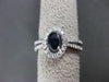 ESTATE 1.27CT DIAMOND & AAA SAPPHIRE 18KT WHITE GOLD OVAL HALO ENGAGEMENT RING