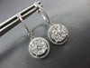 ESTATE 1.0CT DIAMOND 14KT WHITE GOLD ROUND CLUSTER HALO HUGGIE HANGING EARRINGS
