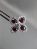 ESTATE LARGE 1.69CT DIAMOND & AAA RUBY 18K WHITE GOLD LUCKY FLOWER STUD EARRINGS