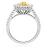 ESTATE 1.62CT WHITE & FANCY YELLOW DIAMOND 18KT GOLD OVAL HALO ENGAGEMENT RING