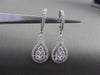 ESTATE LARGE 1.13CT DIAMOND 18KT WHITE GOLD 3D PEAR CLUSTER HANGING EARRINGS