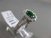 ESTATE 1.47CT DIAMOND & EMERALD 18KT WHITE GOLD 3D HALO FILIGREE ENGAGEMENT RING