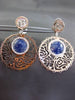 ESTATE LARGE 1.0CT DIAMOND & SODALITE 14KT WHITE & ROSE GOLD FLOATING EARRINGS