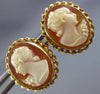 ANTIQUE 14K YELLOW GOLD HANDCRAFTED OVAL LADY CAMEO CLASSIC STUD EARRINGS #26419