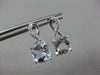 ESTATE LARGE 3.92CT DIAMOND & AQUAMARINE 14KT WHITE GOLD SQUARE HANGING EARRINGS