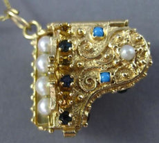 ANTIQUE LARGE .52CT MULTI GEM 14K YELLOW GOLD HANDCRAFTED PIANO PENDANT #26439