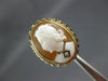 ANTIQUE LARGE .02CT DIAMOND 14KT YELLOW GOLD 3D LADY CAMEO OVAL FILIGREE RING