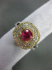 ESTATE 1.64CT DIAMOND & AAA PINK SAPPHIRE 14KT 2 TONE GOLD HALO ENGAGEMENT RING