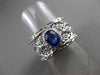 ANTIQUE WIDE 1.01CT DIAMOND & AAA SAPPHIRE 18K WHITE GOLD ETERNITY FILIGREE RING