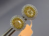 ESTATE 1.02CT WHITE & FANCY YELLOW DIAMOND 18KT 2 TONE GOLD DOUBLE HALO EARRINGS