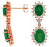 ESTATE 5.10CT DIAMOND & AAA EMERALD 14K ROSE GOLD 3D CLASSIC OVAL HALO EARRINGS