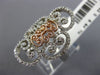 ESTATE WIDE .64CT DIAMOND 14K WHITE & ROSE GOLD 3D OPEN FILIGREE HEART LOVE RING