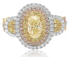LARGE 2.1CT WHITE PINK & FANCY YELLOW DIAMOND 18K TRI COLOR GOLD ENGAGEMENT RING