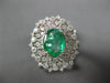 ESTATE LARGE 1.35CT DIAMOND & AAA EMERALD 18KT WHITE GOLD 3D OVAL FILIGREE RING