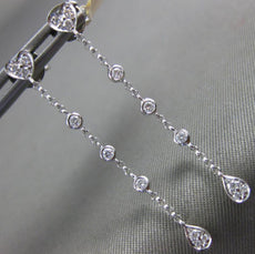 ESTATE .18CT DIAMOND 18KT WHITE GOLD 3D HEART ETOILE TEAR DROP HANGING EARRINGS