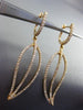 ESTATE .60CT ROUND DIAMOND 18KT YELLOW GOLD 3D LEAF HUGGIE OPEN HANGING EARRINGS