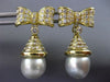 ESTATE LARGE 1.80CT DIAMOND & PEARL 18KT YELLOW GOLD BOW HANGING EARRINGS #26055