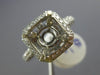 ESTATE LARGE 1.0CT DIAMOND 14K WHITE GOLD SQUARE HALO SEMI MOUNT ENGAGEMENT RING