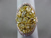 LARGE 4.1CT PINK & FANCY YELLOW DIAMOND 18K TRI COLOR GOLD 3D OVAL INFINITY RING