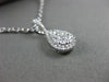 ESTATE .44CT DIAMOND 18KT WHITE GOLD CLASSIC CLUSTER TEAR DROP FLOATING PENDANT