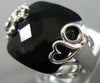 ESTATE WIDE .05CT DIAMOND & AAA EXTRA FACET ONYX 14KT WHITE GOLD HEART LOVE RING