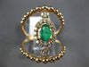 ESTATE LARGE .76CT DIAMOND & AAA EMERALD 14KT ROSE GOLD 3D OVAL BEADED FUN RING