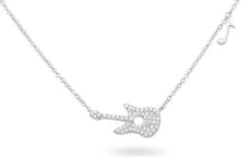 ESTATE .15CT DIAMOND 14KT WHITE GOLD 3D MUSICAL NOTE PAVE GUITAR FUN NECKLACE