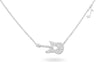 ESTATE .15CT DIAMOND 14KT WHITE GOLD 3D MUSICAL NOTE PAVE GUITAR FUN NECKLACE