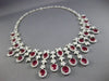 ESTATE EXTRA LARGE CERTIFIED 43.78CT DIAMOND & RUBY 18KT WHITE GOLD NECKLACE E/F