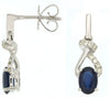ESTATE 1.35CT DIAMOND & AAA SAPPHIRE 14KT WHITE GOLD TEAR DROP HANGING EARRINGS
