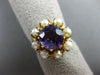 ANTIQUE LARGE 1.25CT AMETHYST PEARL & BLUE ENAMEL 14K YELLOW GOLD 3D FLOWER RING