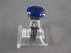 ESTATE LARGE 3.70CT DIAMOND & AAA SAPPHIRE 18K WHITE GOLD ENGAGEMENT RING #26284