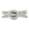 ESTATE .64CT DIAMOND 18K WHITE GOLD PAVE MILGRAIN SEMI MOUNT ENGAGEMENT RING SET