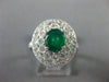 ESTATE 1.95CT DIAMOND & AAA EMERALD 18KT WHITE GOLD FLOWER OVAL ENGAGEMENT RING