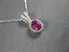 ESTATE .5CT DIAMOND & AAA RUBY 14K WHITE GOLD CLASSIC OVAL HALO FLOATING PENDANT