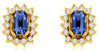 ESTATE .80CT DIAMOND & AAA TANZANITE 14KT YELLOW GOLD 3D CLASSIC FLOWER EARRINGS