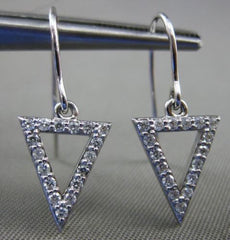 ESTATE .31CT DIAMOND 14KT WHITE GOLD 3D TRIANGULAR LEVERBACK HANGING EARRINGS