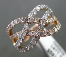 ESTATE WIDE 1.66CT DIAMOND 14KT WHITE & ROSE GOLD MULTI WAVE INFINITY LOVE RING