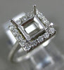 ESTATE .21CT DIAMOND 14KT WHITE GOLD 3D SQUARE HALO SEMI MOUNT ENGAGEMENT RING