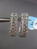 ESTATE .78CT DIAMOND 14KT WHITE GOLD ETOILE ELONGATED HOOP HUGGIE EARRINGS 4.5mm