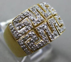 ESTATE WIDE .18CT DIAMOND 14K 2 TONE GOLD DOUBLE ROW GREEK KEY FILIGREE FUN RING